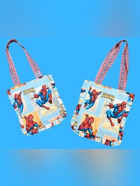 Handmade, Upcycled Spider-Man Bedsheet Tote Bag